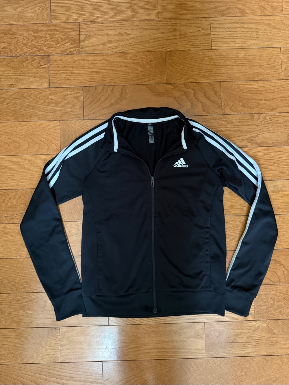 adidas Black Track Jacket with White Stripes